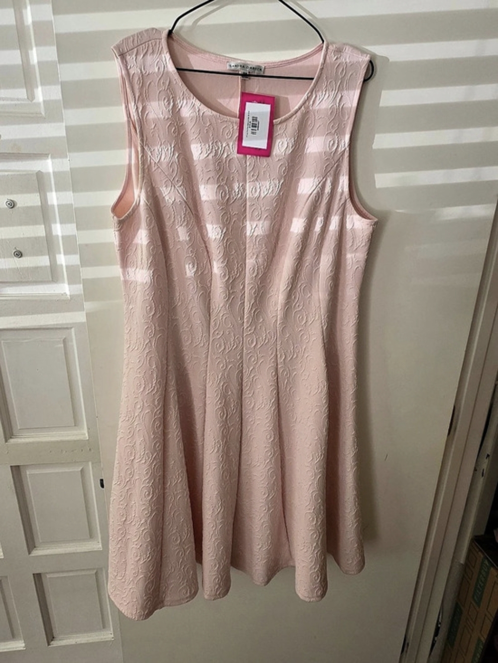 Sandra Darren Lady Pink Flare Sleeveless Dress Pink Midi Dress Size 18W